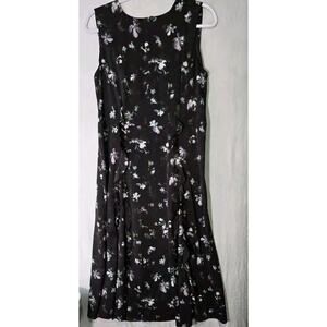 Simply Vera‎ Wang Party Dress size Medium Floral Ruffle Long Midi Black Purple